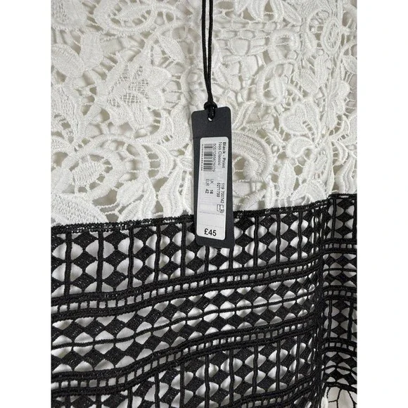 River Island Vintage White/Black Lace Midi Skirt Women’s 16 NWT - Picture 4 of 6